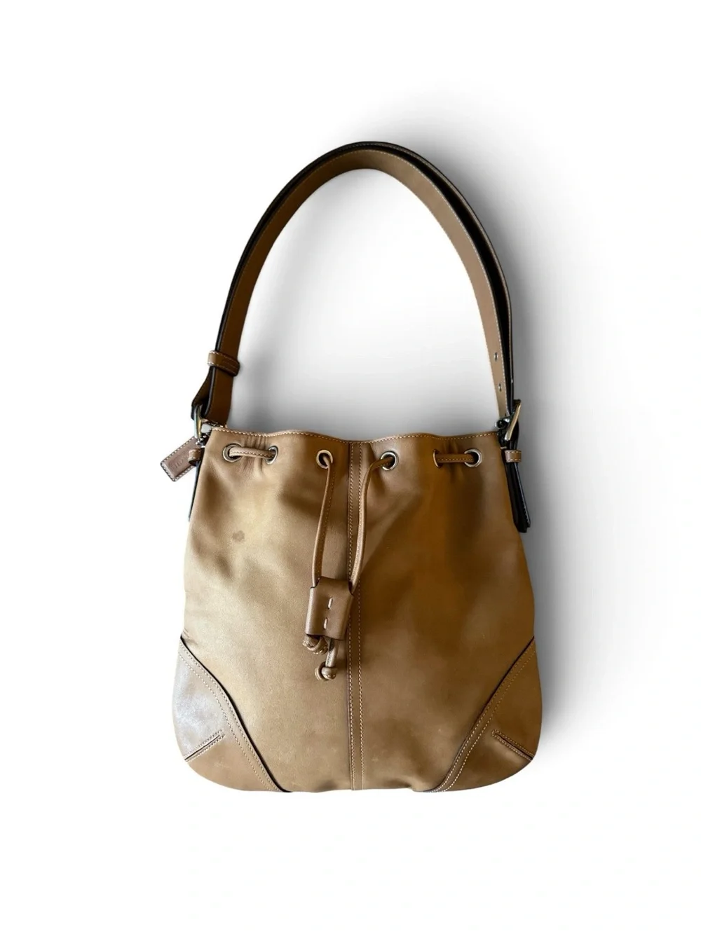 🎀 VINTAGE COACH DRAWSTRING BUCKET BAG | TAN LEATHER | AUTHENTIC 2004